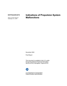 INDICATIONS of PROPULSION SYSTEM MALFUNCTIONS November 2004 6