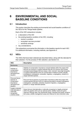 6 Environmental and Social Baseline Conditions