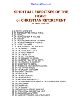 SPIRITUAL EXERCISES of the HEART Or CHRISTIAN RETIREMENT by Thomas Reade, 1837