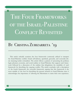 The Four Frameworks of the Israel-Palestine Conflict Revisited