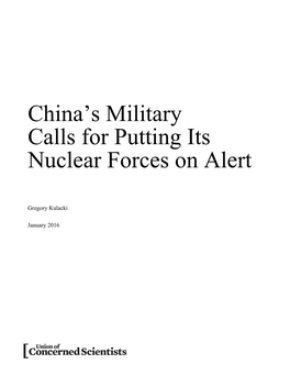 China's Military Calls for Putting Its Nuclear Forces on Alert