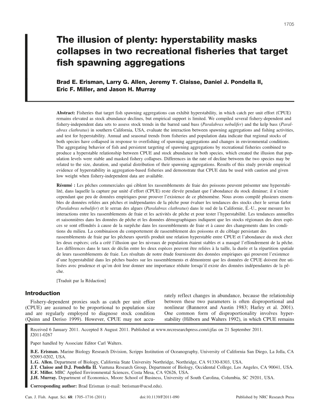 Hyperstability Masks Collapses in Two Recreational Fisheries That Target Fish Spawning Aggregations