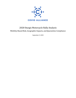 2020 Sturgis Motorcycle Rally Analysis Mobility-Based Risk, Geographic Impacts, and Quarantine Compliance