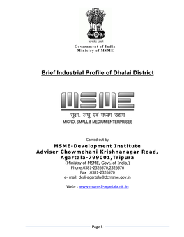 Brief Industrial Profile of Dhalai District