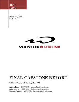 Final Capstone Report