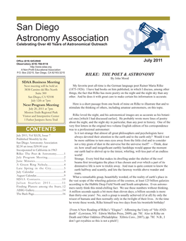San Diego Astronomy Association Celebrating Over 40 Years of Astronomical Outreach