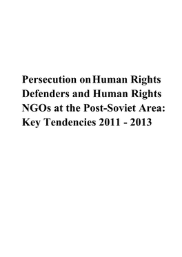 Persecution Onhuman Rights Defenders and Human Rights Ngos