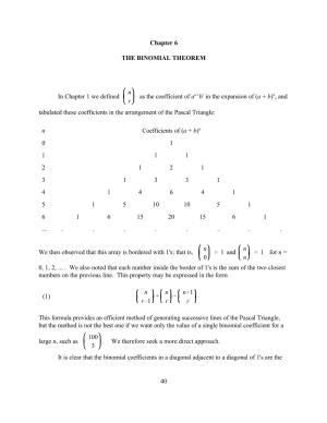 40 Chapter 6 the BINOMIAL THEOREM in Chapter 1 We Defined