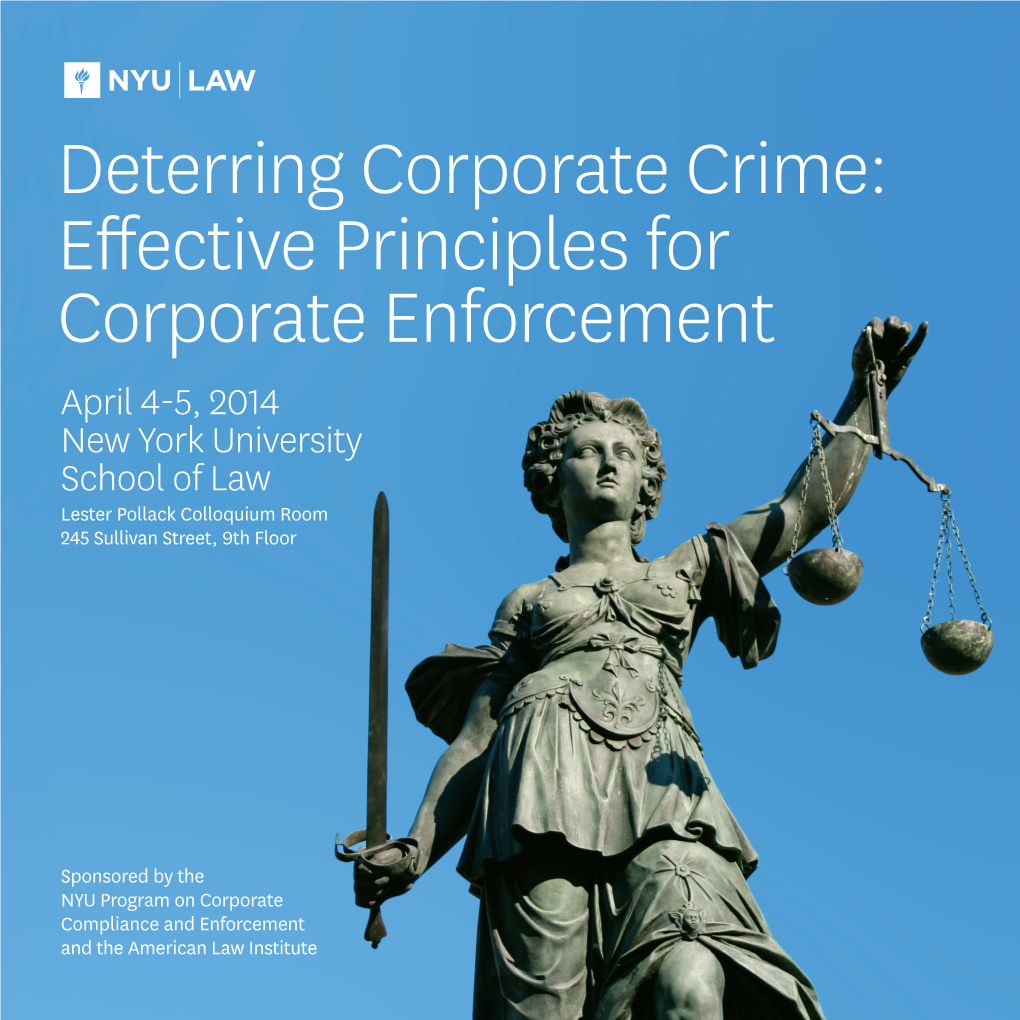 Deterring Corporate Crime: Effective Principles for Corporate Enforcement