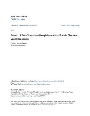 Growth of Two-Dimensional Molybdenum Disulfide Via Chemical Vapor Deposition