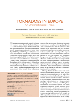 TORNADOES in EUROPE an Underestimated Threat