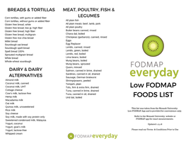 FODMAP Everyday Low FODMAP Foods List