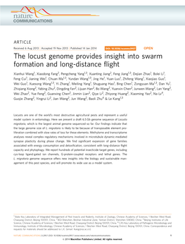 The Locust Genome Provides Insight Into Swarm Formation and Long-Distance ﬂight
