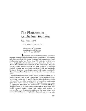 The Plantation in Antebellum Southern Agriculture