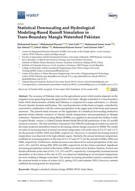 Statistical Downscaling and Hydrological Modeling-Based Runoﬀ Simulation in Trans-Boundary Mangla Watershed Pakistan