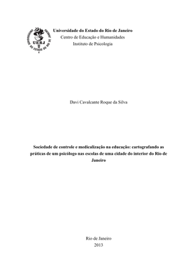 Universidade Do Estado Do Rio De Janeiro Centro De Educação E Humanidades Instituto De Psicologia