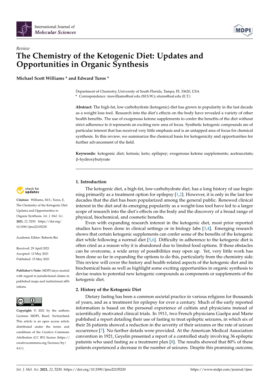 The Chemistry of the Ketogenic Diet: Updates and Opportunities in Organic Synthesis