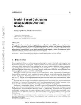 Model–Based Debugging Using Multiple Abstract Models 57