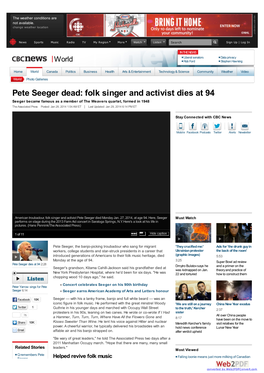 Pete Seeger Dead: Folk Singer and Activist Dies at 94