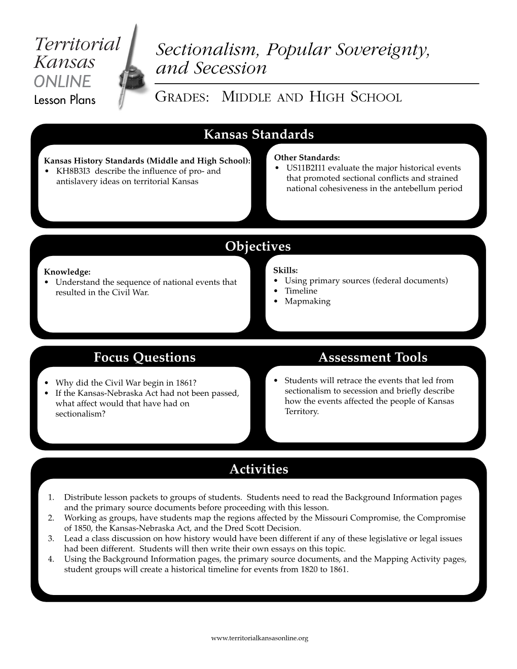 Sectionalism, Popular Sovereignty, and Secession