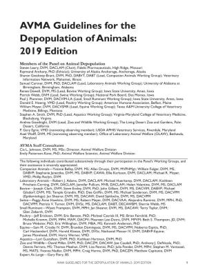 AVMA Guidelines for the Depopulation of Animals: 2019 Edition