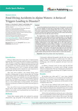 Fatal Diving Accidents in Alpine Waters: a Series of Triggers Leading to Disaster?