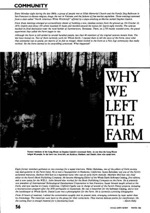 Why We Left the Farm
