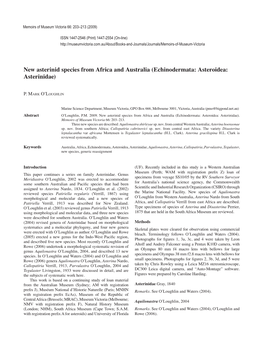 New Asterinid Species from Africa and Australia (Echinodermata: Asteroidea: Asterinidae)