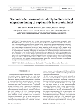 Second-Order Seasonal Variability in Diel Vertical Migration Timing of Euphausiids in a Coastal Inlet