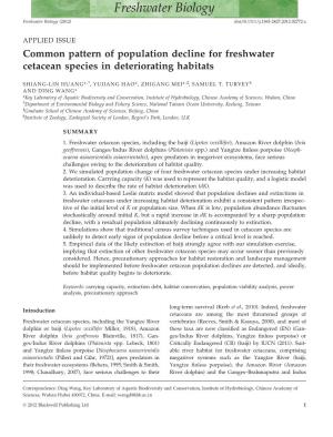 Common Pattern of Population Decline for Freshwater Cetacean Species in Deteriorating Habitats