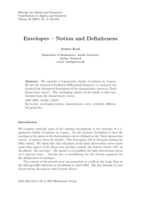Envelopes – Notion and Definiteness