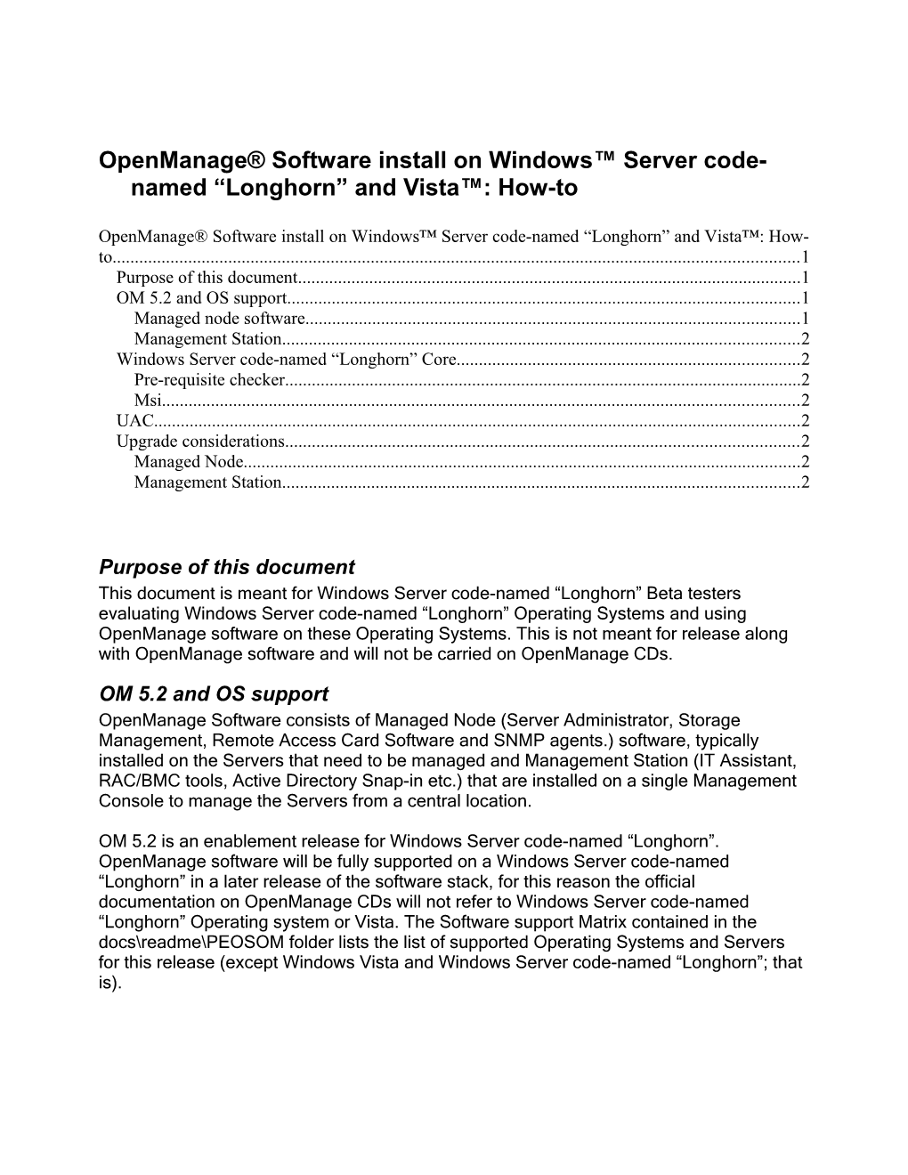 Openmanage Software Install on Longhorn and Vista: How-To