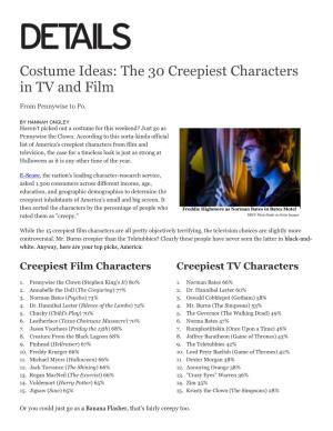 Costume Ideas: the 30 Creepiest Characters in TV and Film