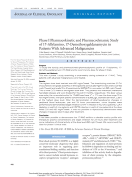 Phase I Pharmacokinetic and Pharmacodynamic Study of 17