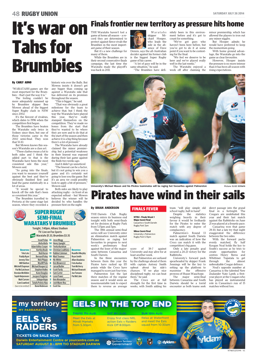 It's War on Tahs for Brumbies