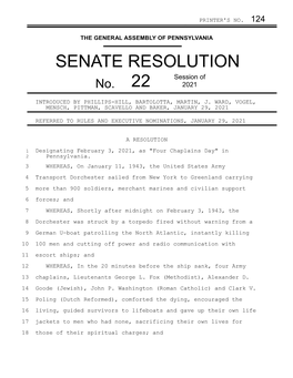 SENATE RESOLUTION Session of No