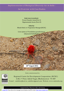 Implementation of Biological Diversity Act in India : an Overview with Case Studies