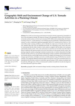 Geographic Shift and Environment Change of U.S. Tornado Activities in a Warming Climate
