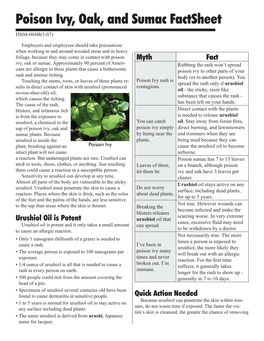 Poison Ivy, Oak, and Sumac Factsheet