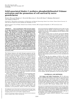 Grb2-Associated Binder-1 Mediates Phosphatidylinositol 3-Kinase Activation and the Promotion of Cell Survival by Nerve Growth Factor