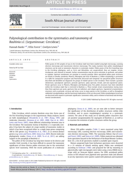 Palynological Contribution to the Systematics and Taxonomy of Bauhinia S.L