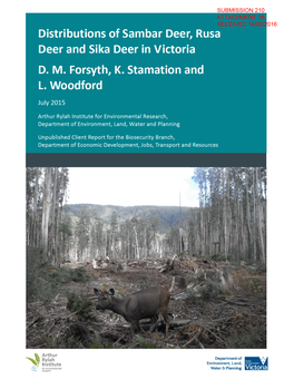 Distributions of Sambar Deer, Rusa Deer and Sika Deer in Victoria