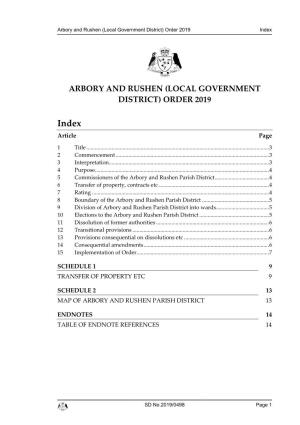 Arbory and Rushen (Local Government District) Order 2019 Index