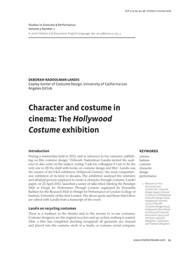Character and Costume in Cinema: the Hollywood Costumeexhibition