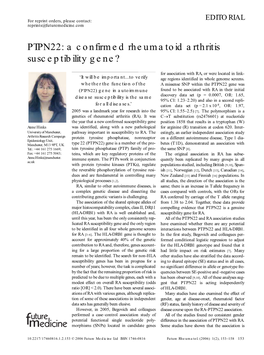 PTPN22: a Confirmed Rheumatoid Arthritis Susceptibility Gene?