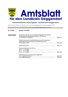 Verantwortlicher Herausgeber: Landratsamt Deggendorf