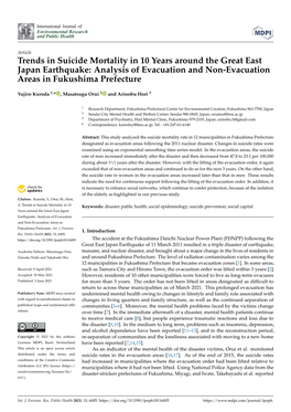 Trends in Suicide Mortality in 10 Years Around the Great East Japan Earthquake: Analysis of Evacuation and Non-Evacuation Areas in Fukushima Prefecture