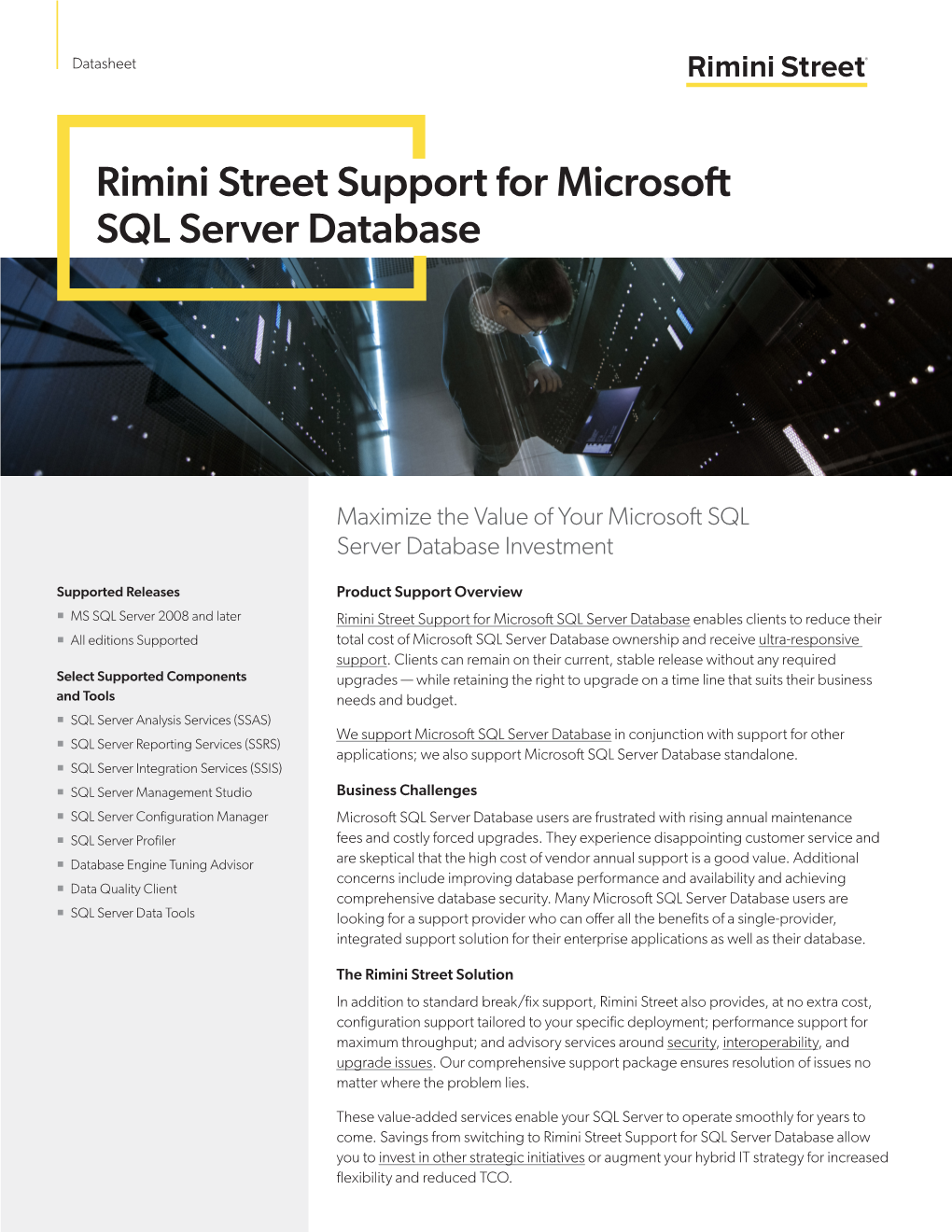 Third-Party Support for Microsoft SQL Server Database | Rimini Street