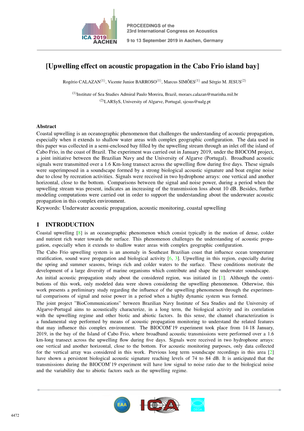 Upwelling Effect on Acoustic Propagation in the Cabo Frio Island Bay]