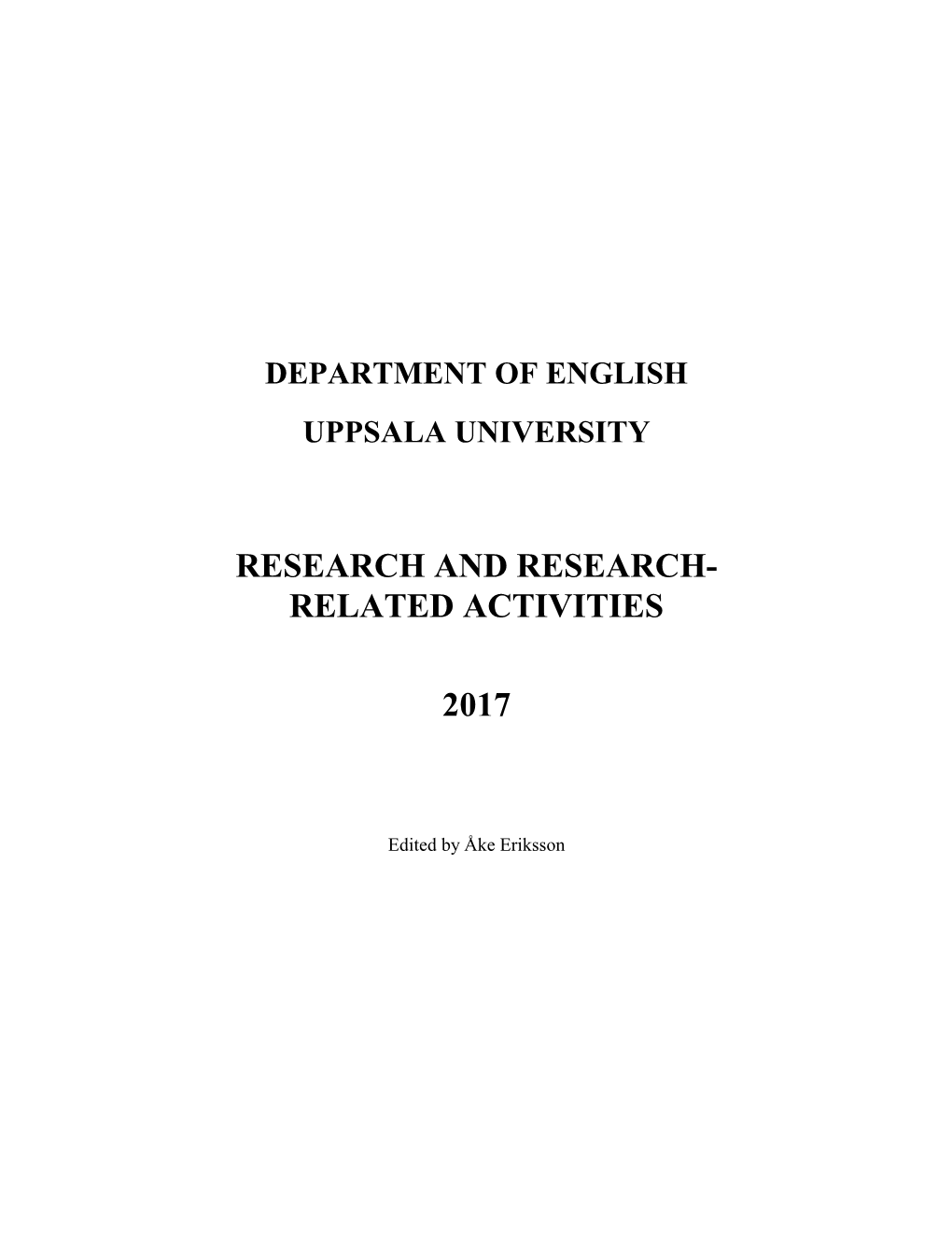 Research and Research- Related Activities 2017